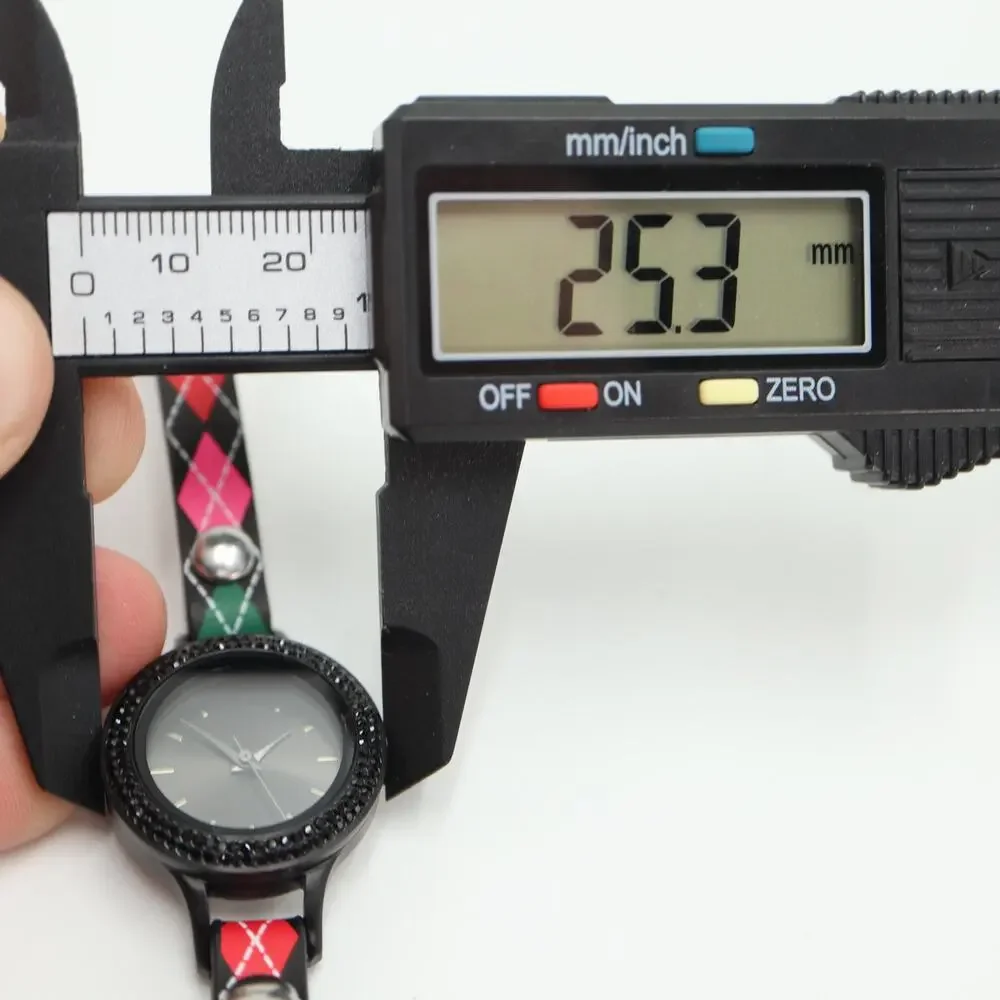 Origami Owl Womens Watch 26mm Black Dial Argyle Double Wrap Strap w New Battery